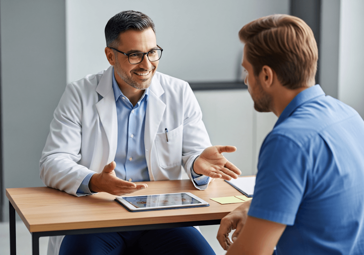Médico conversando com um paciente